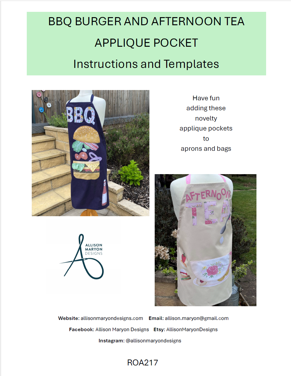 Applique Pockets for BBQ/Afternoon Tea Aprons - Digital Download