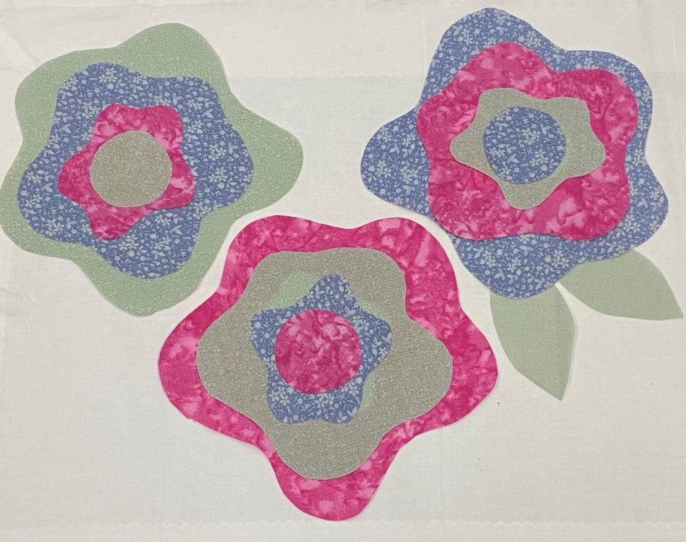 French Roses Ragged Edge Quilt as you go, Instructions & Templates - Digital Download