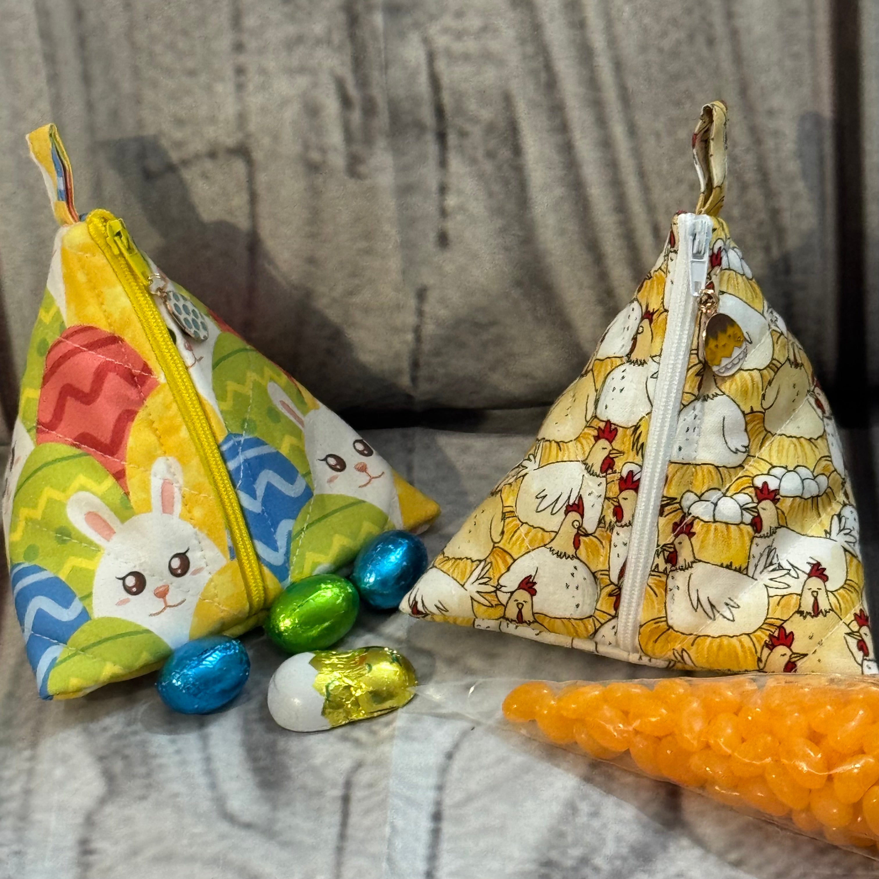 Springtime PDF bundle. Egg table runner, Bunny treat bags, Bunny pocket applique, Easy store basket, Zipped Gift Bags and Fabric Eggs - Digital Download