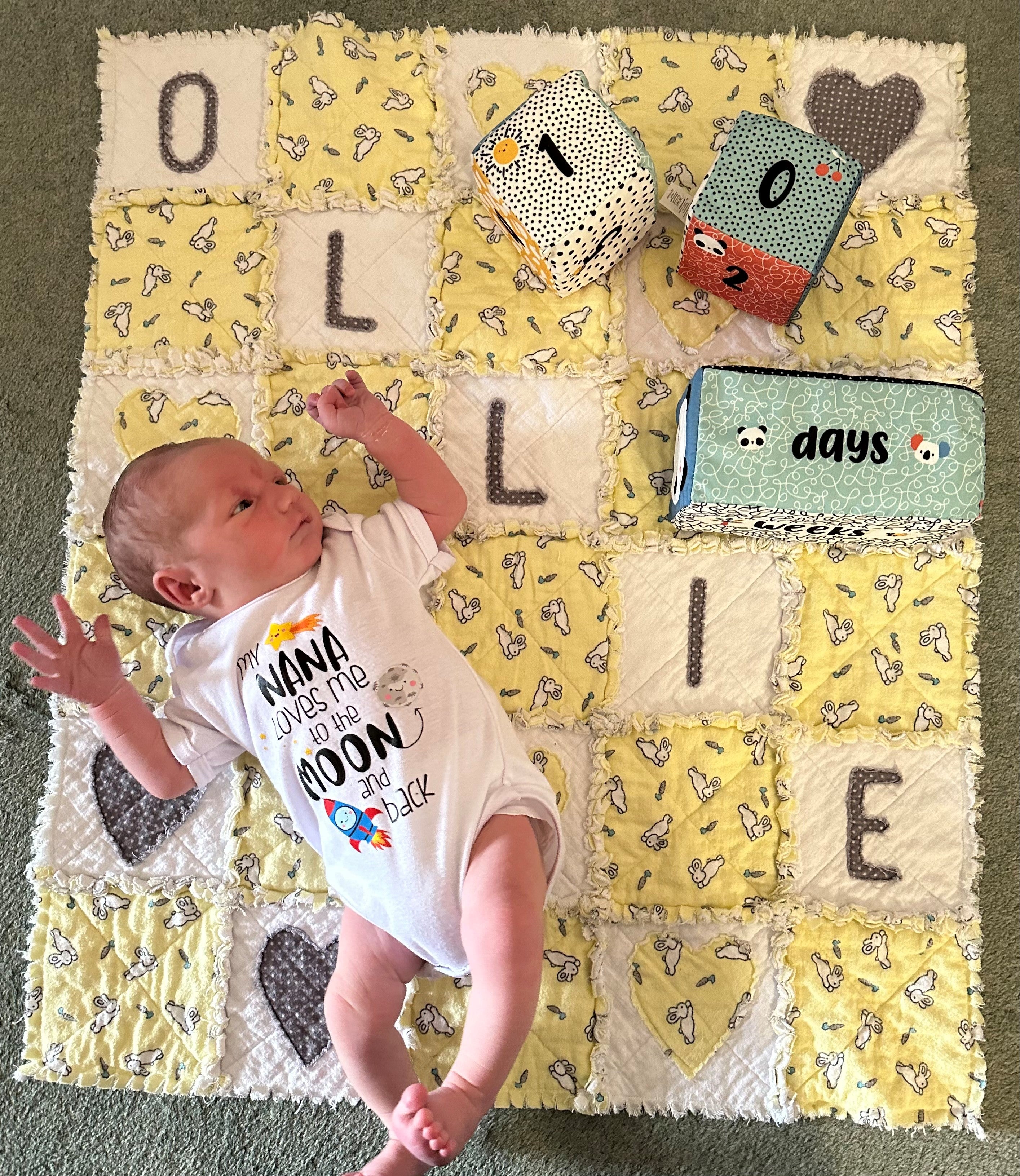Baby Rag Quilt PDF Sewing Pattern and templates. QR code takes you to a full tutorial - Digital Download