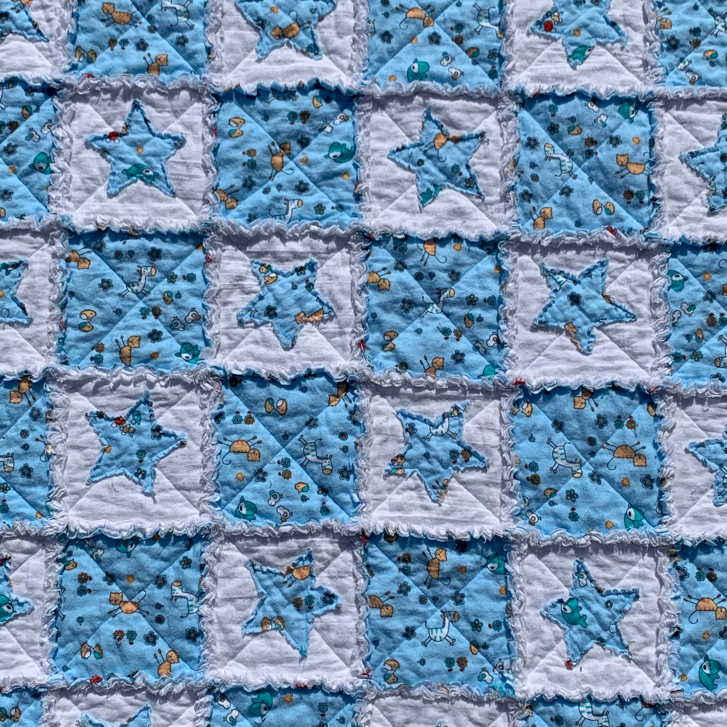 Baby Rag Quilt PDF Sewing Pattern and templates. QR code takes you to a full tutorial - Digital Download