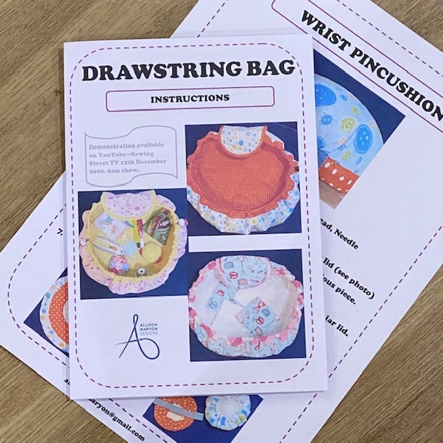Drawstring bag with handle pattern. Easy make & multi use - Digital Download