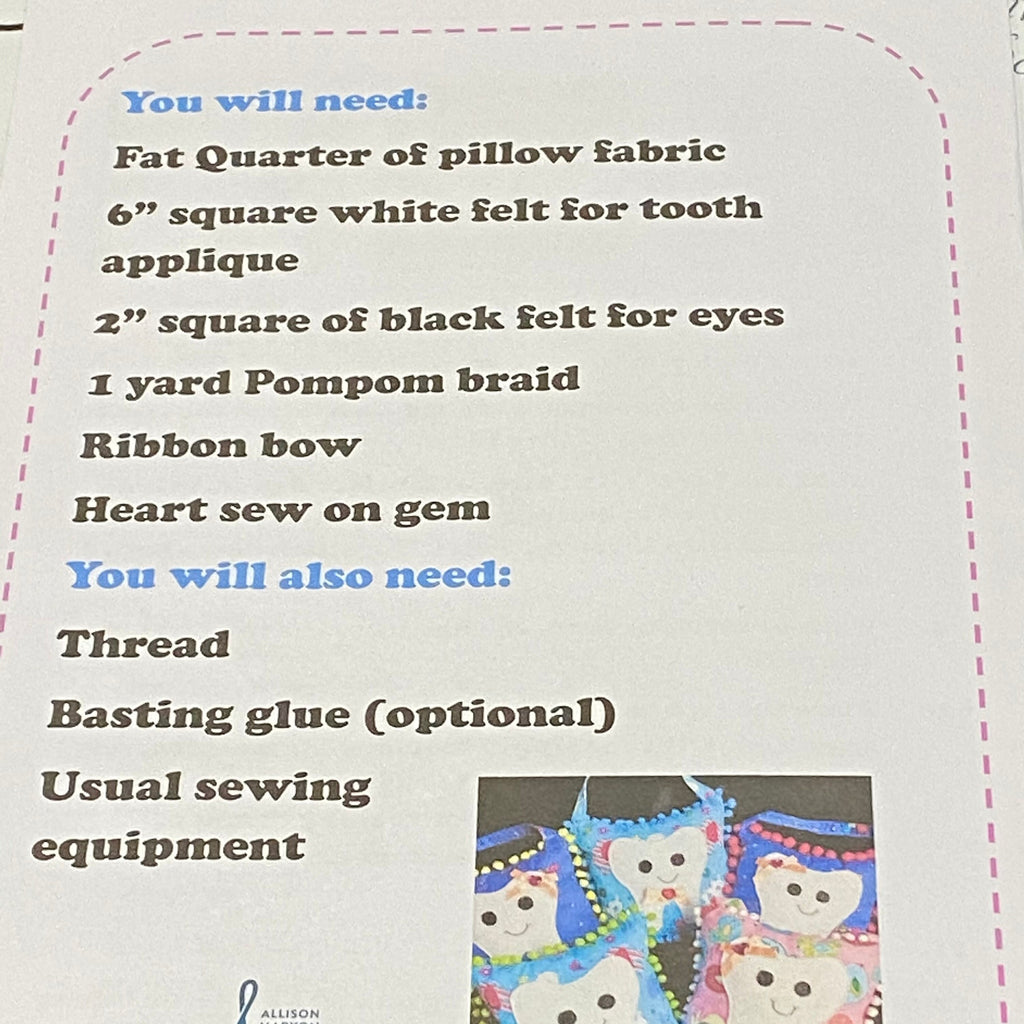 Tooth Fairy Pocket Pillow Sewing Pattern/Instructions - Digital Download