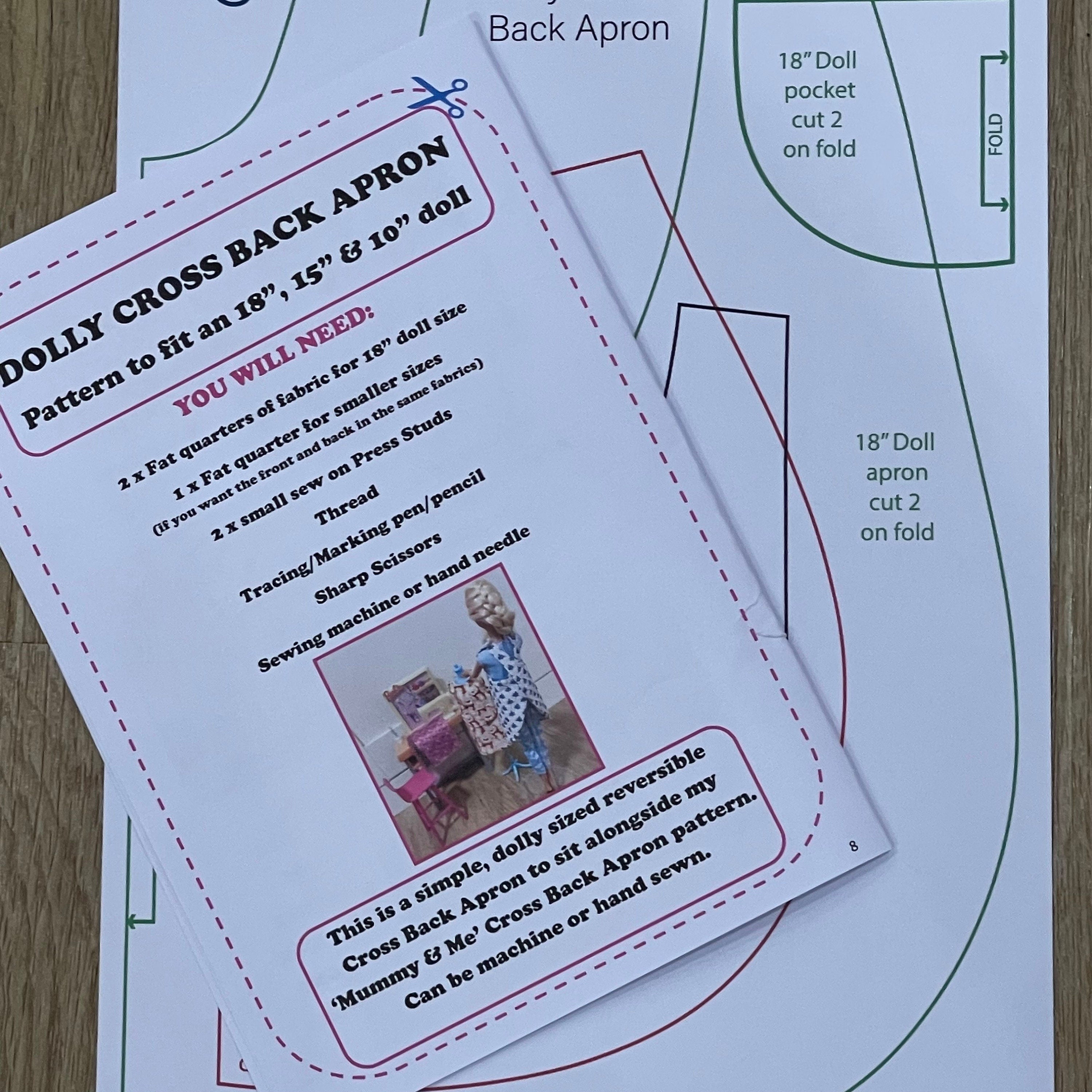 Dolly Cross Back Apron/Tunic sewing pattern. 3 sizes in one pattern - Digital Download