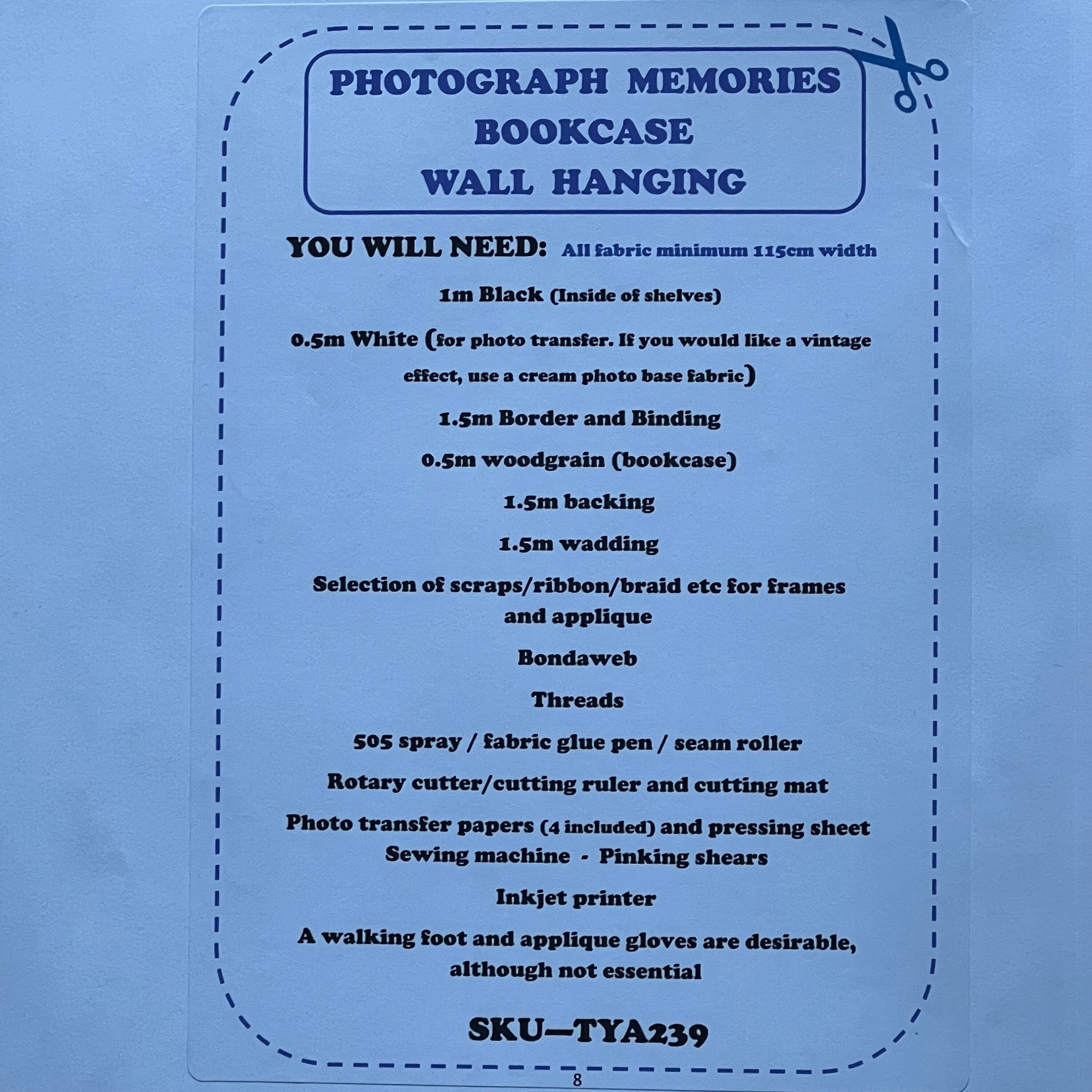 Memories Bookcase Wall Hanging Paper Instructions - Digital Download