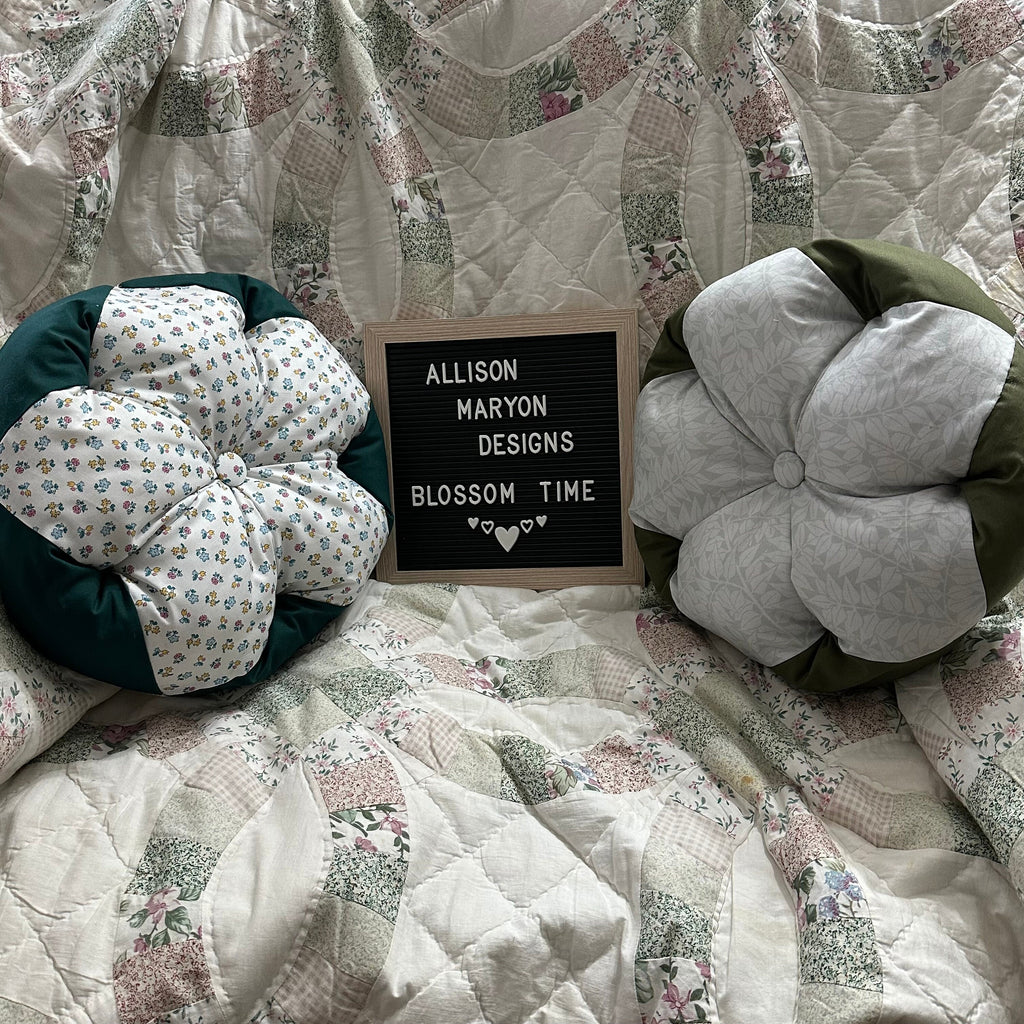 Pretty ‘Blossom Time’ cushion instructions. Online instructional video available - Digital Download