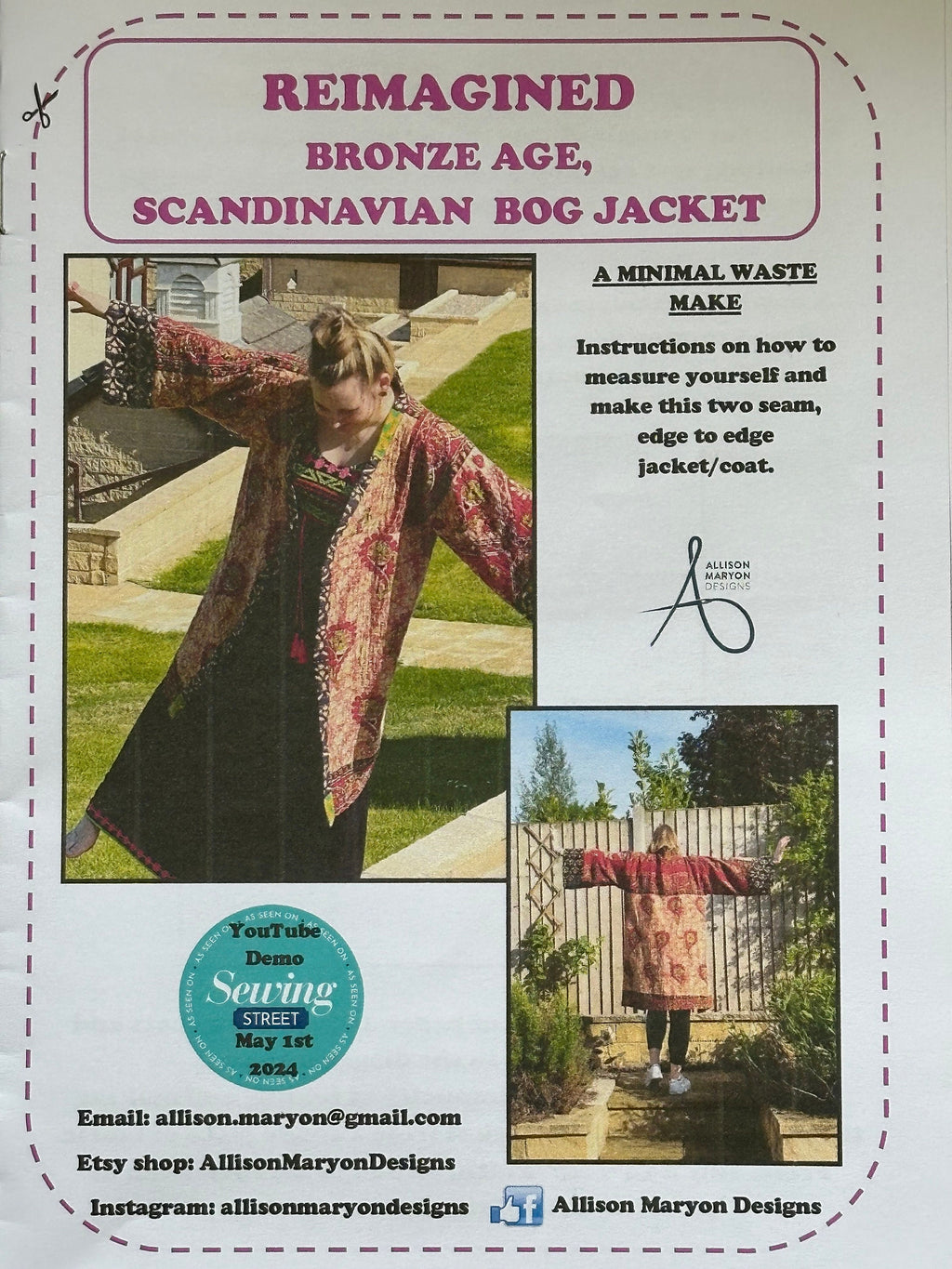 Reimagined Scandinavian, Bronze Age, BOG JACKET sewing instructions - Digital Download