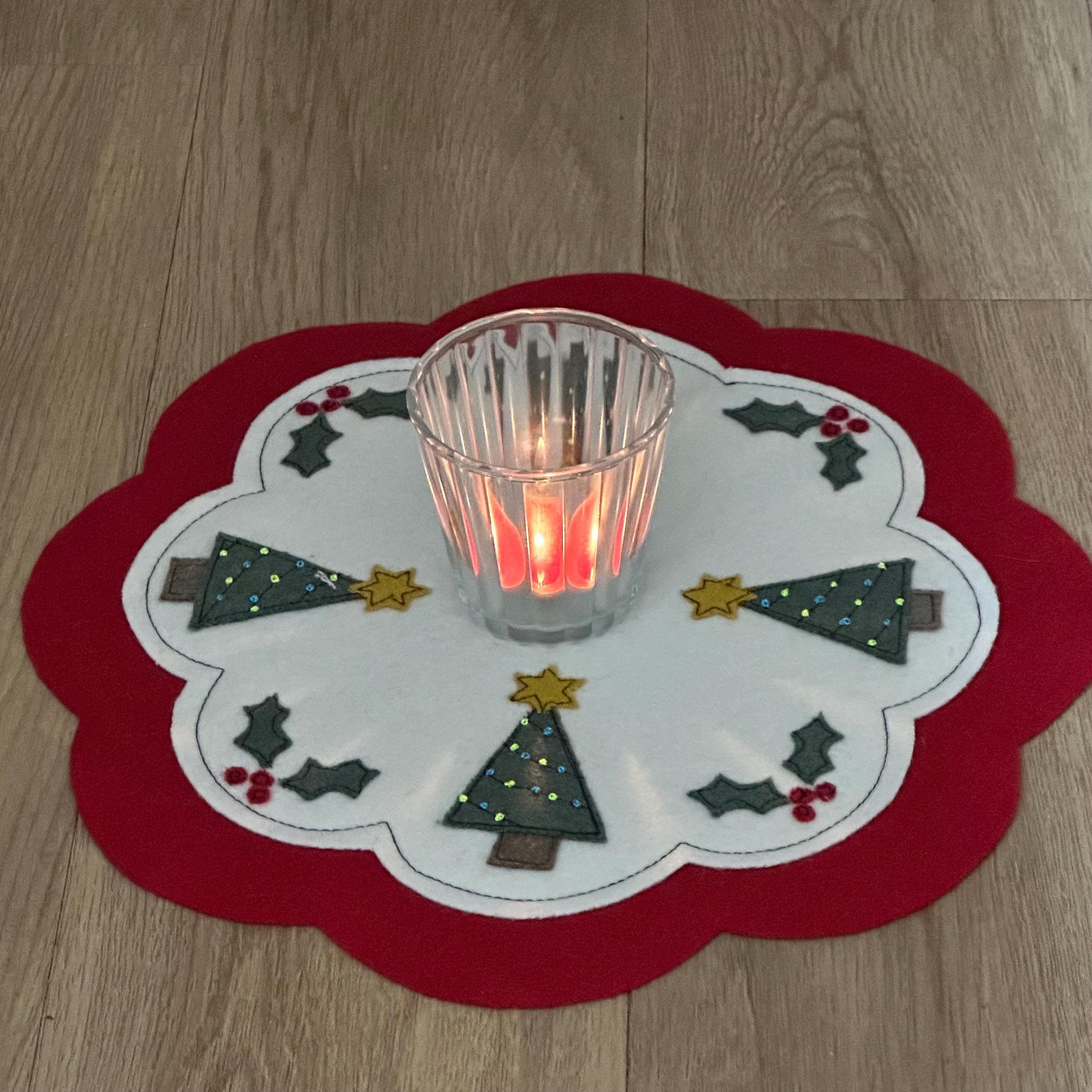 Winter Wool/Felt Candle Mat/Penny Rug Instructions and Templates - Digital Download