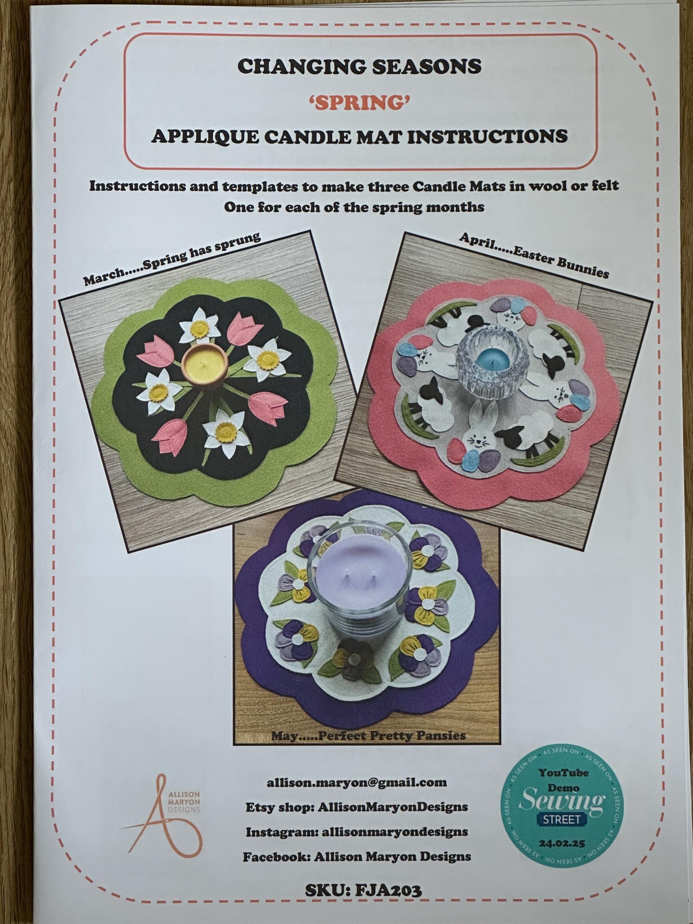 Spring Wool/Felt Candle Mat/Penny Rug Instructions and Templates - Digital Downloads