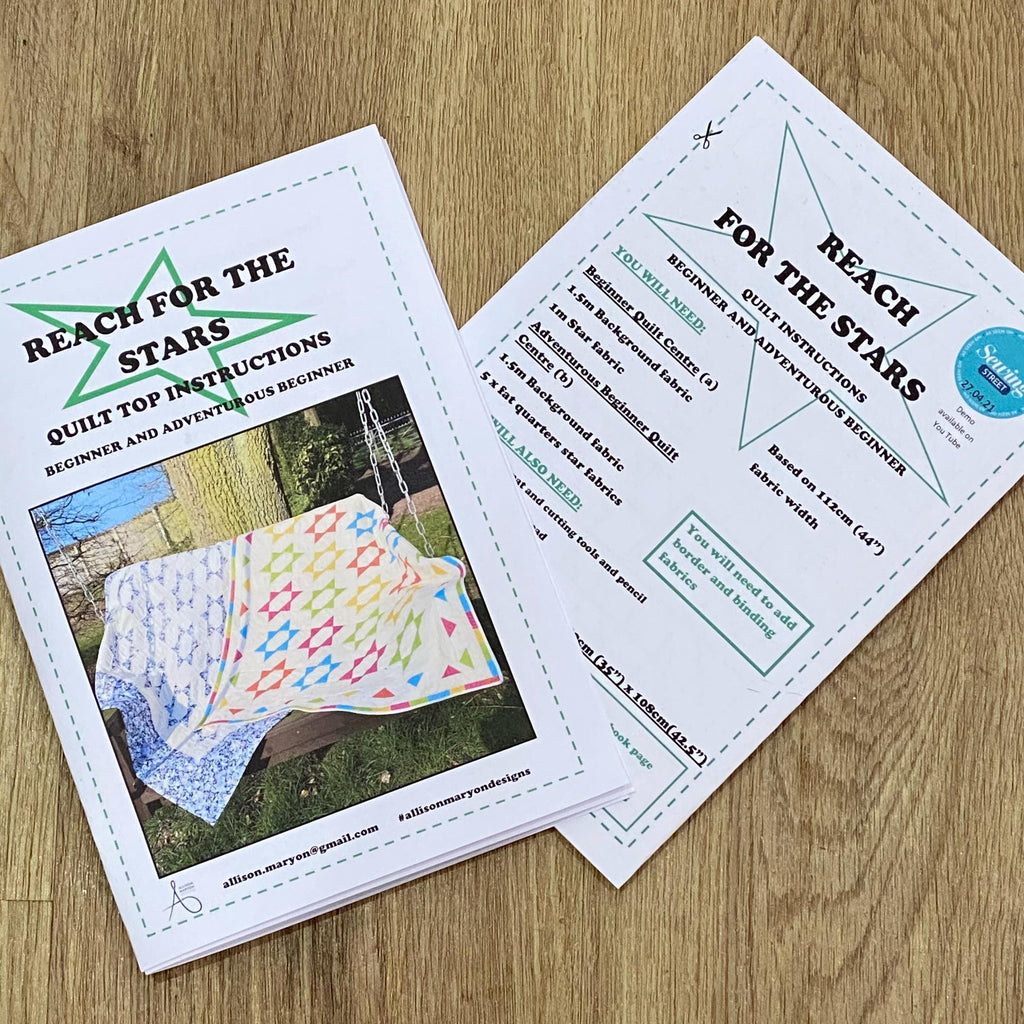 Reach for the Stars.  Stretched stars quilt instructions. Beginner friendly project - Digital Download